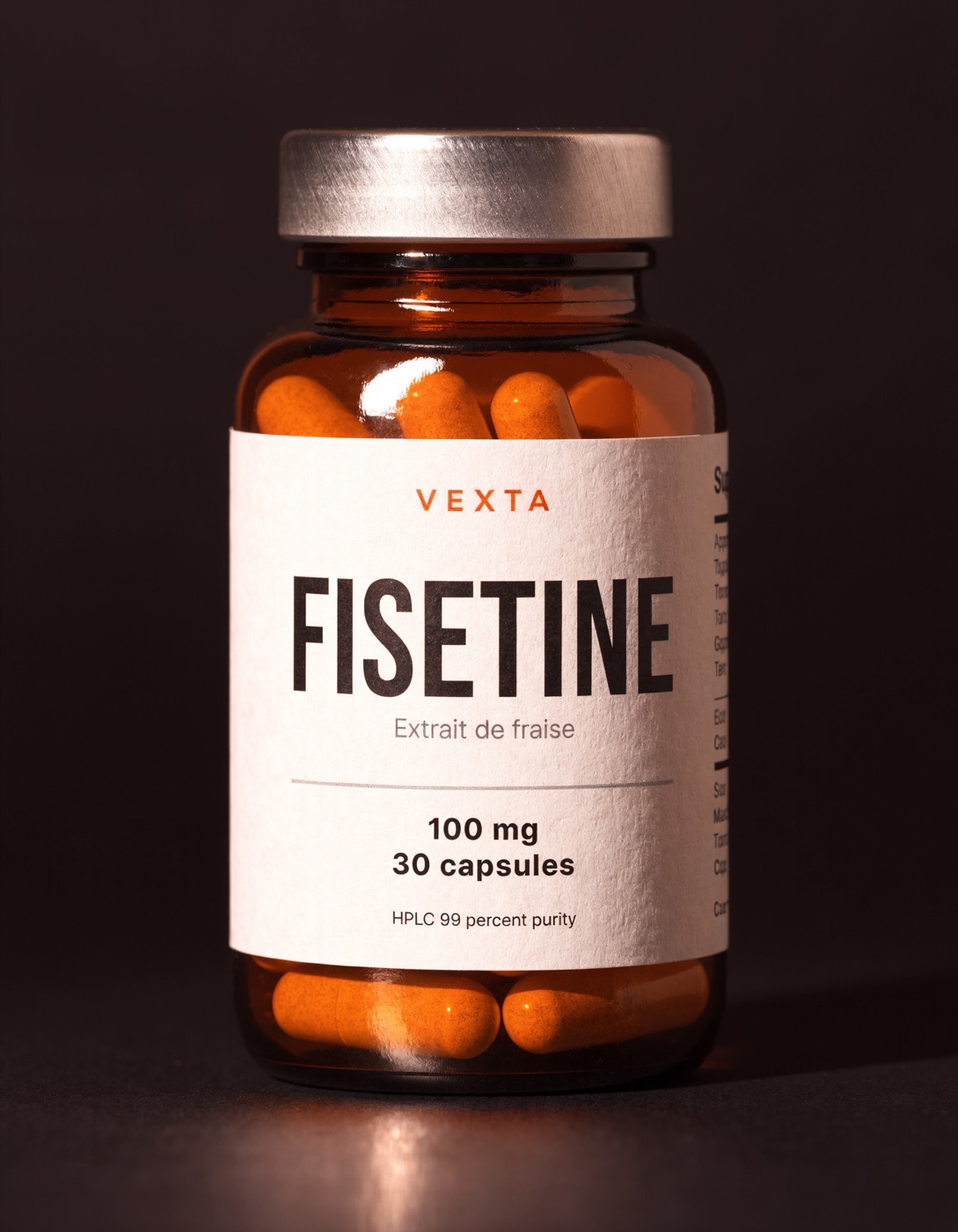 Visuel principal — VEXTA Fisétine 100 mg — Extrait fraise standardisé
